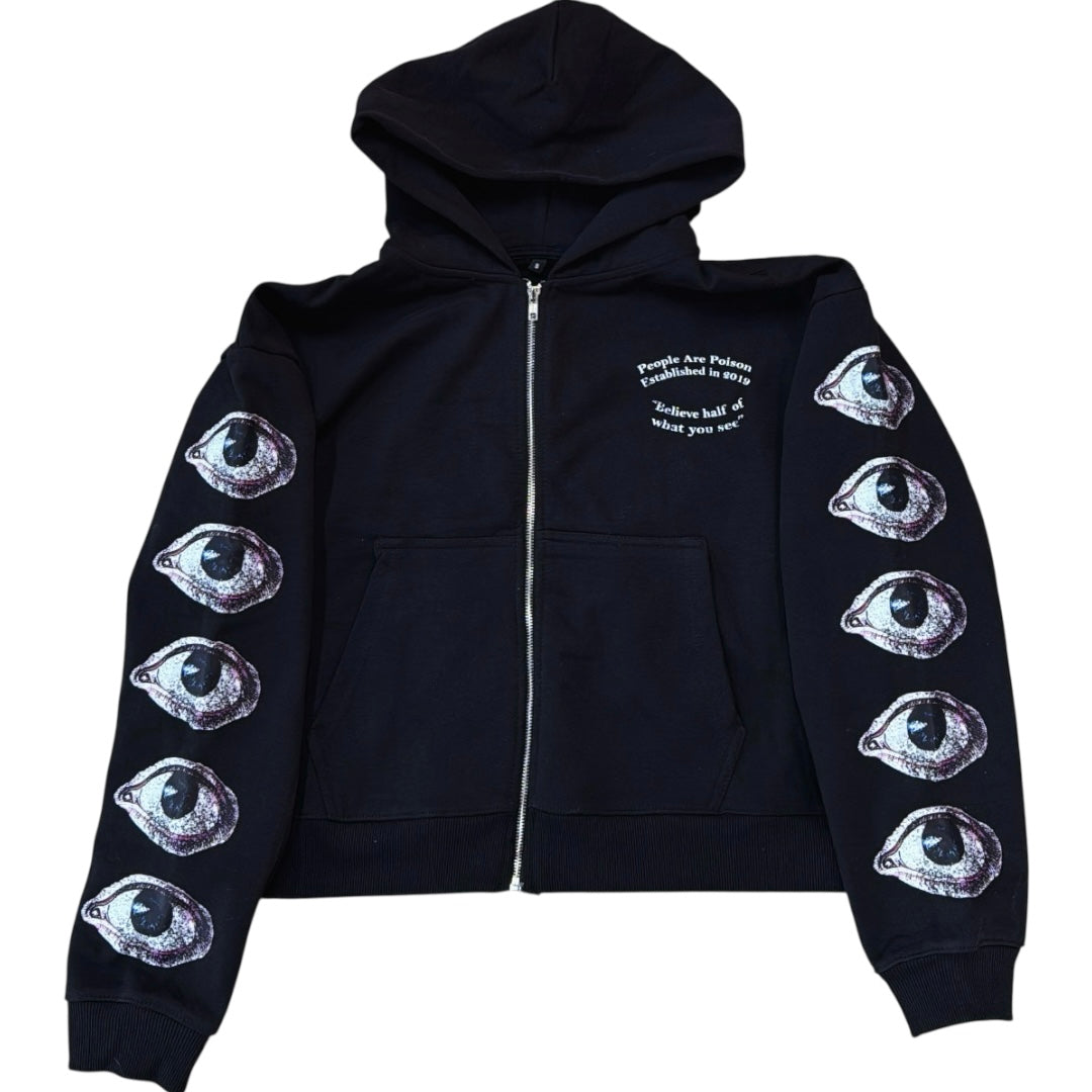 BHWYS Crop Zip Up (Black)